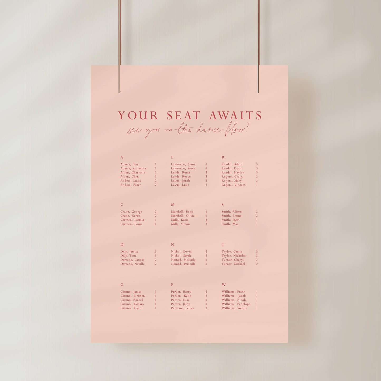 
                  
                    All You Need Is Love - Seating Chart
                  
                