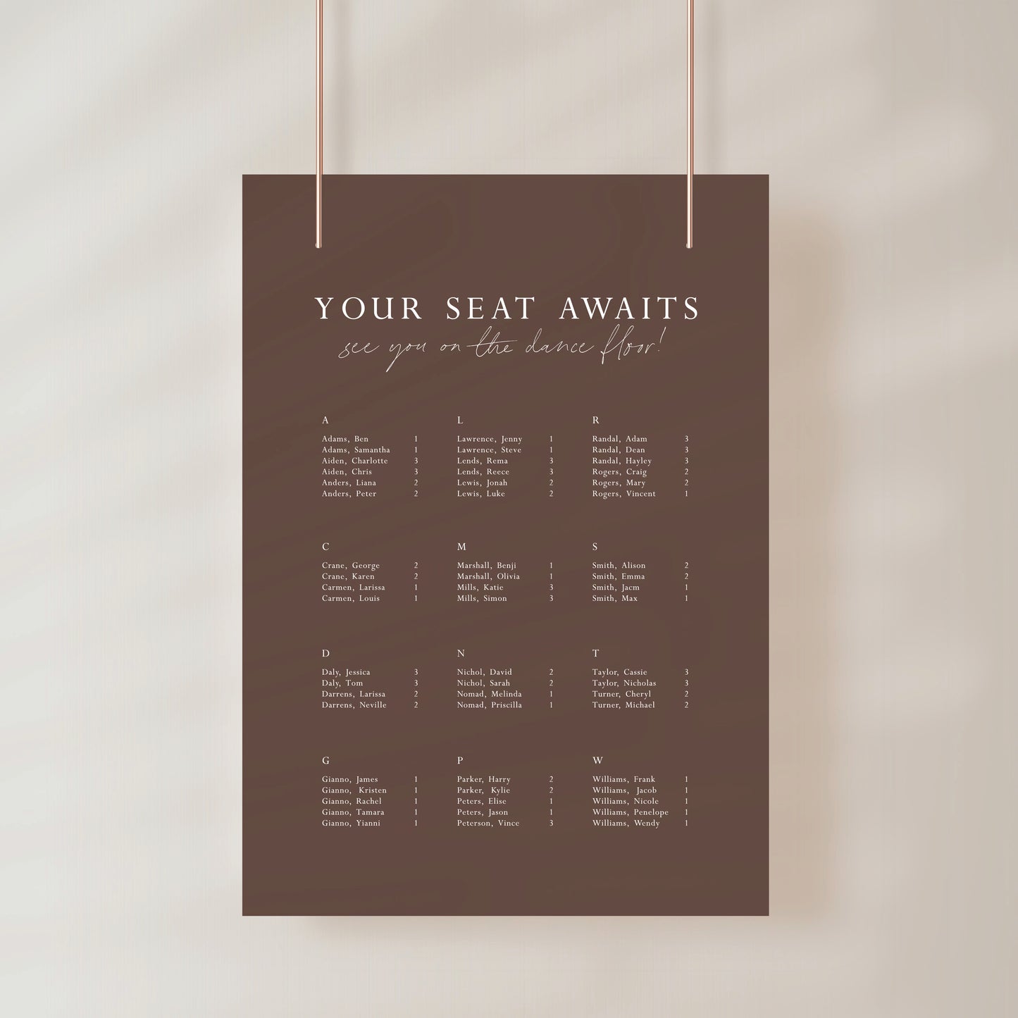 
                  
                    All You Need Is Love - Seating Chart
                  
                