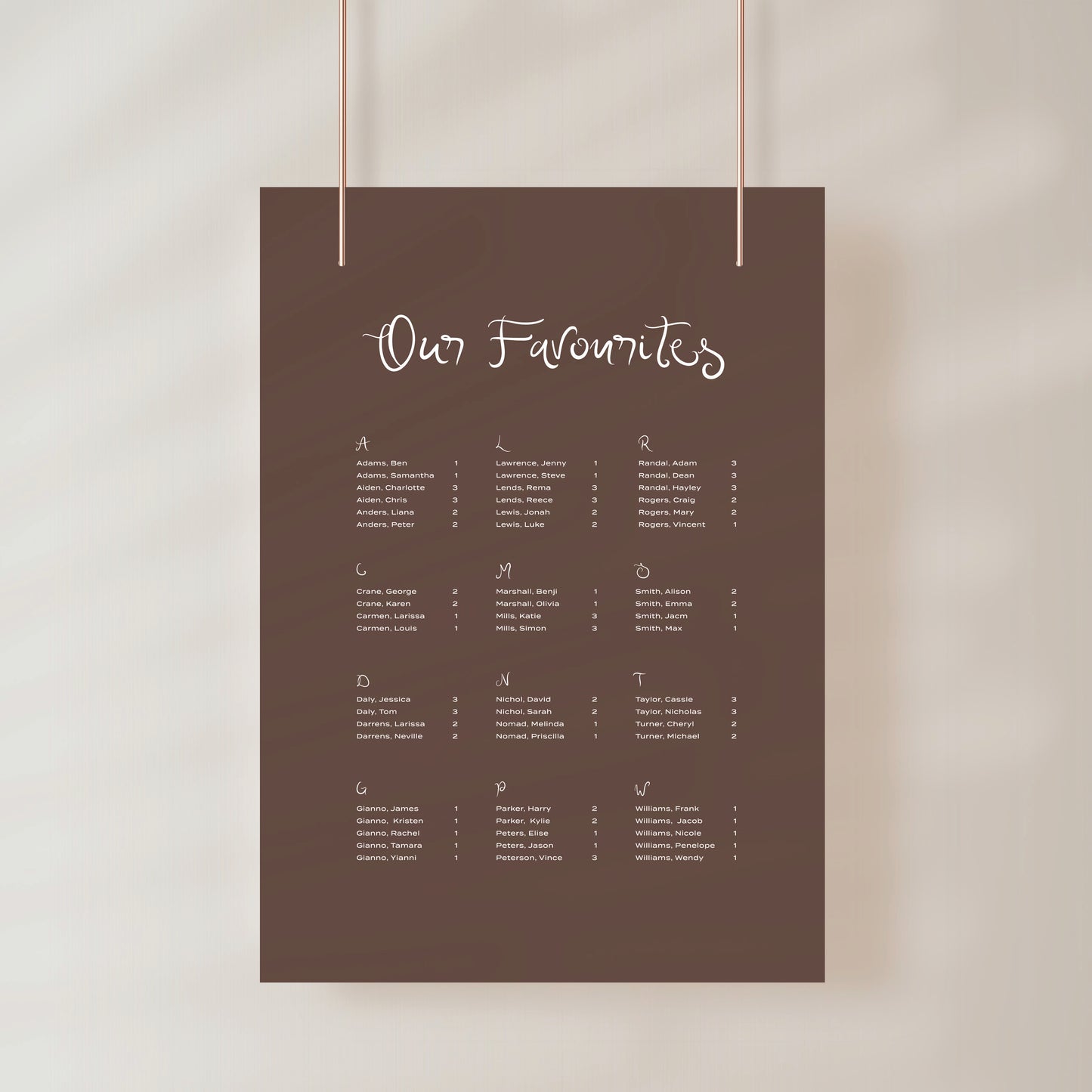 
                  
                    Amalfi Coast - Seating Chart
                  
                