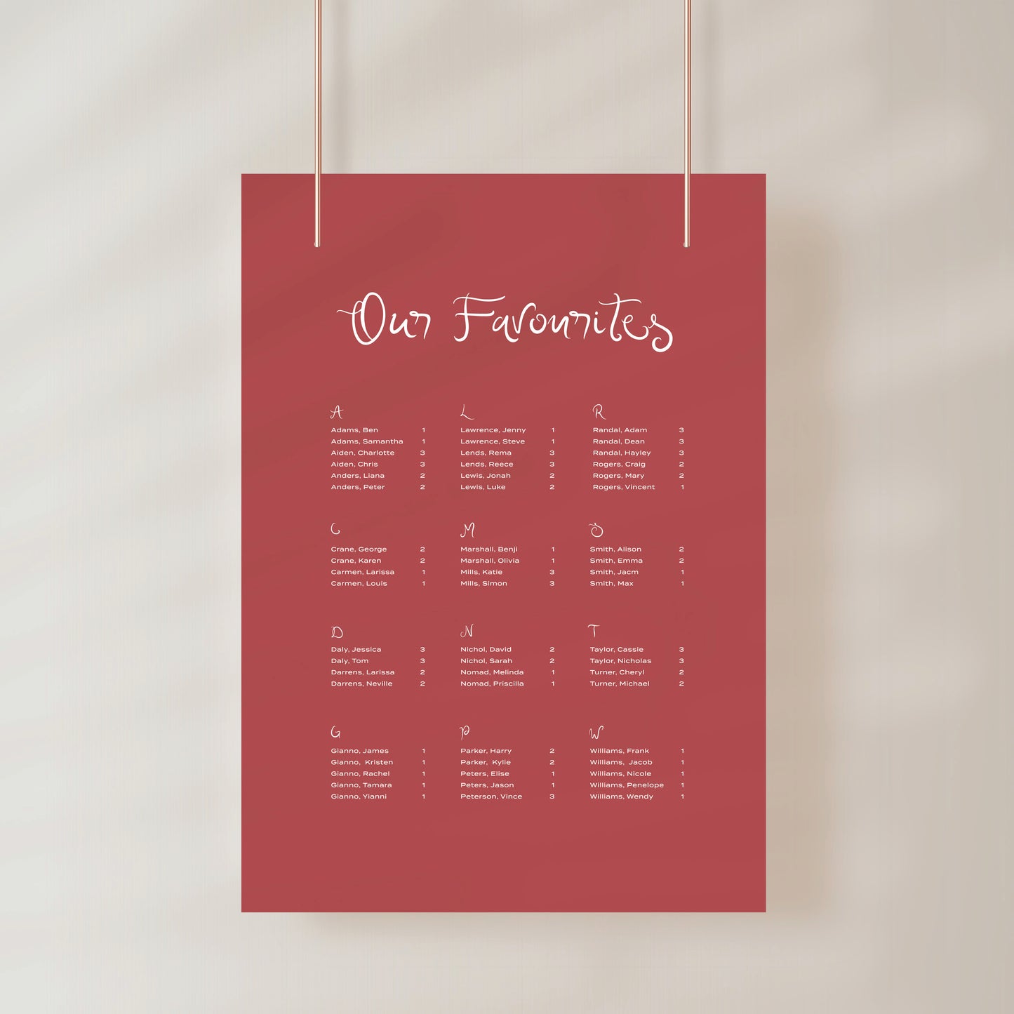 
                  
                    Amalfi Coast - Seating Chart
                  
                