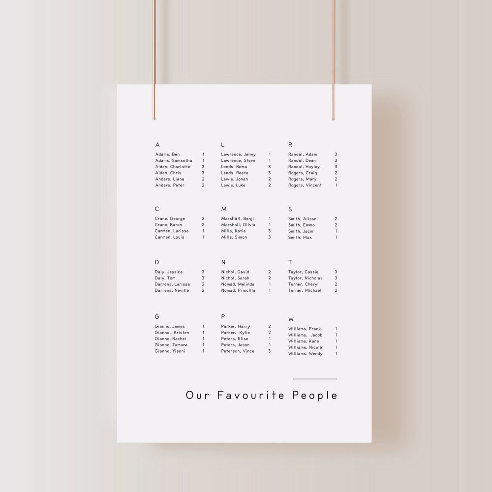 Between The Lines - Seating Chart