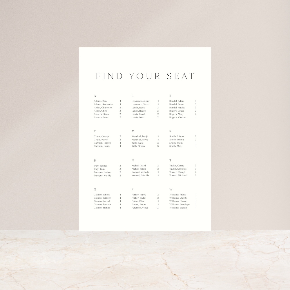 Classico - Seating Chart