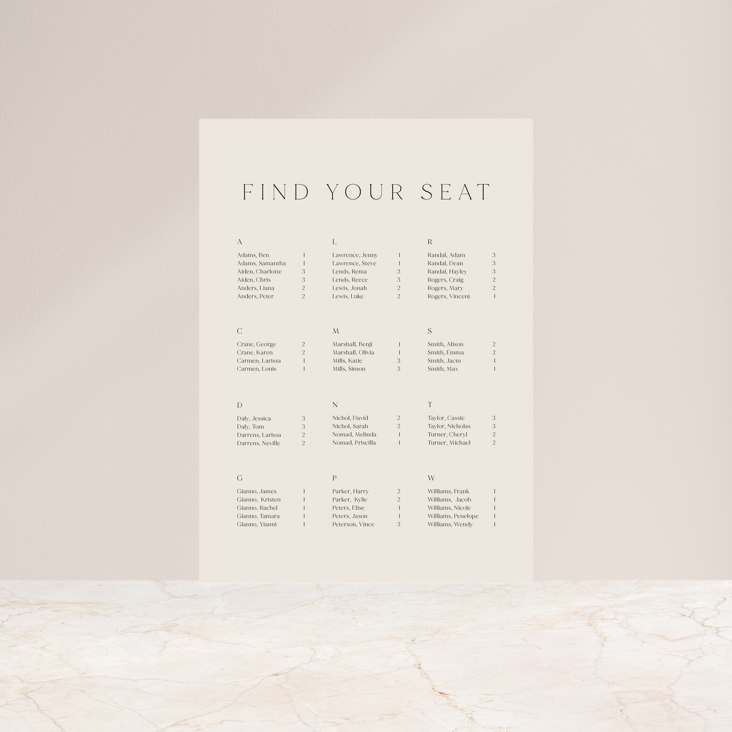 
                  
                    Classico - Seating Chart
                  
                