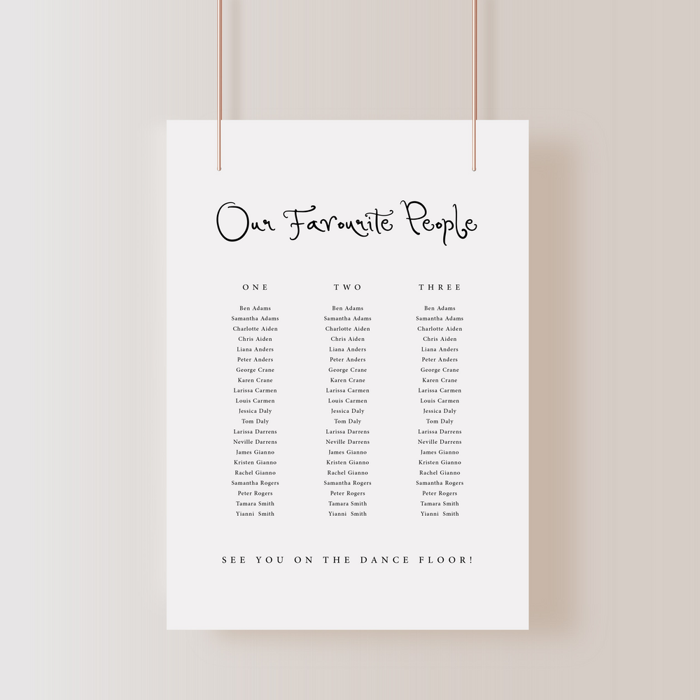 Serene Soirée - Seating Chart