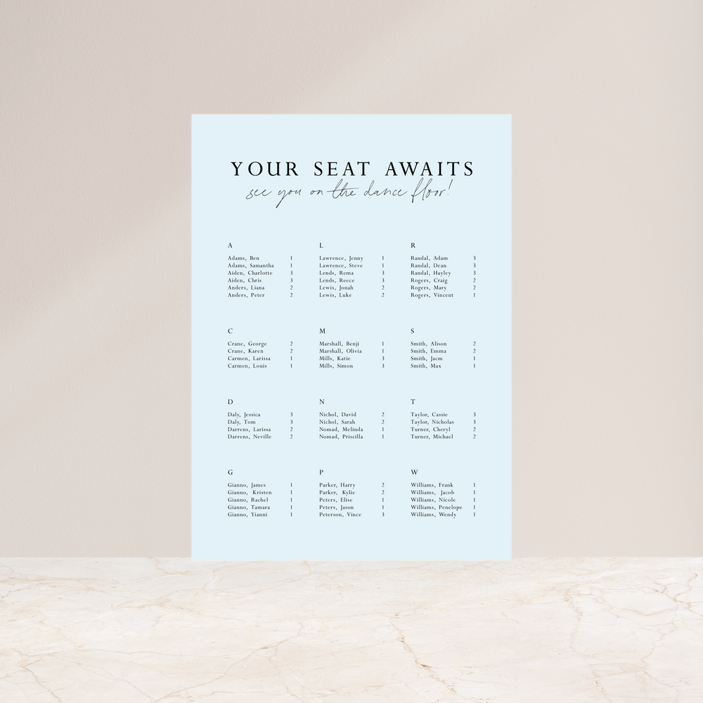 
                  
                    All You Need Is Love - Seating Chart
                  
                