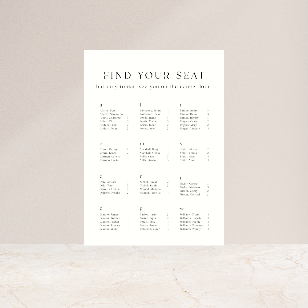 Starlight - Seating Chart